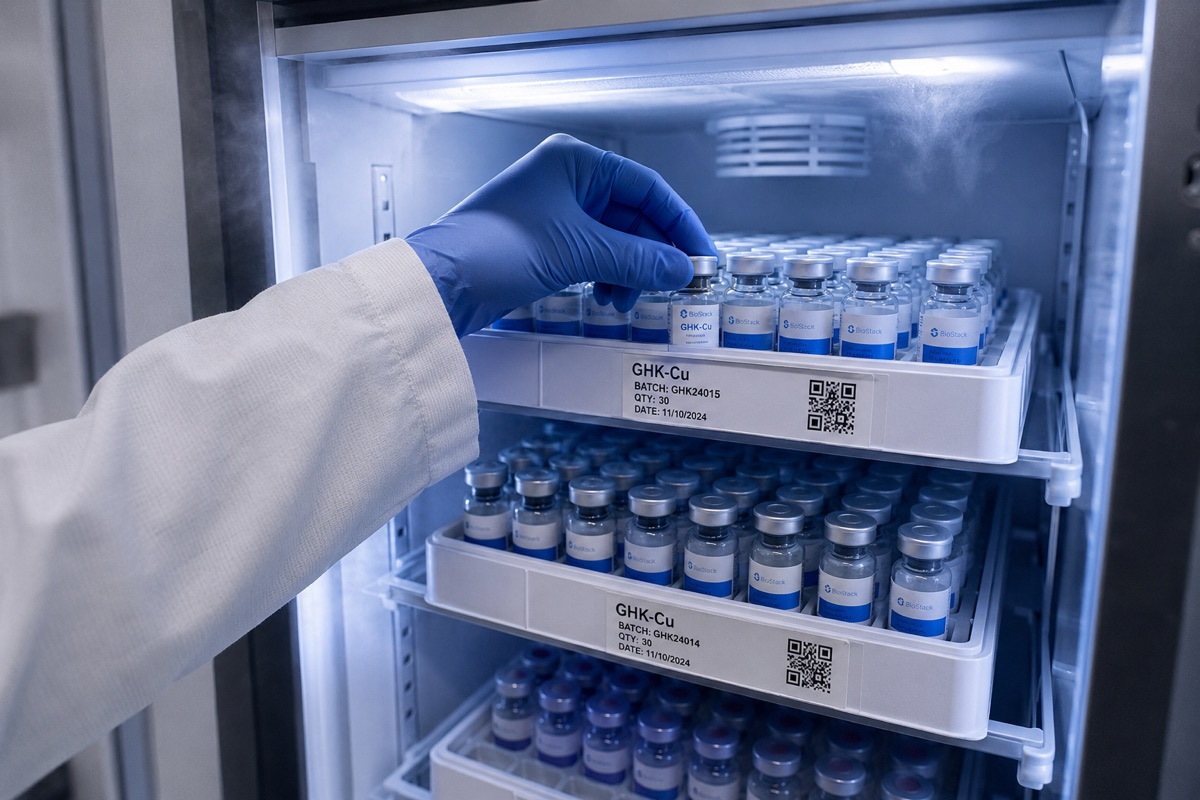 Samples held in temperature-controlled laboratory storage.